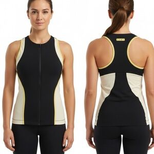 ASOS Tank Top Athletic Racerback Full Zip Black Multi size 6 Sports Gym Workout